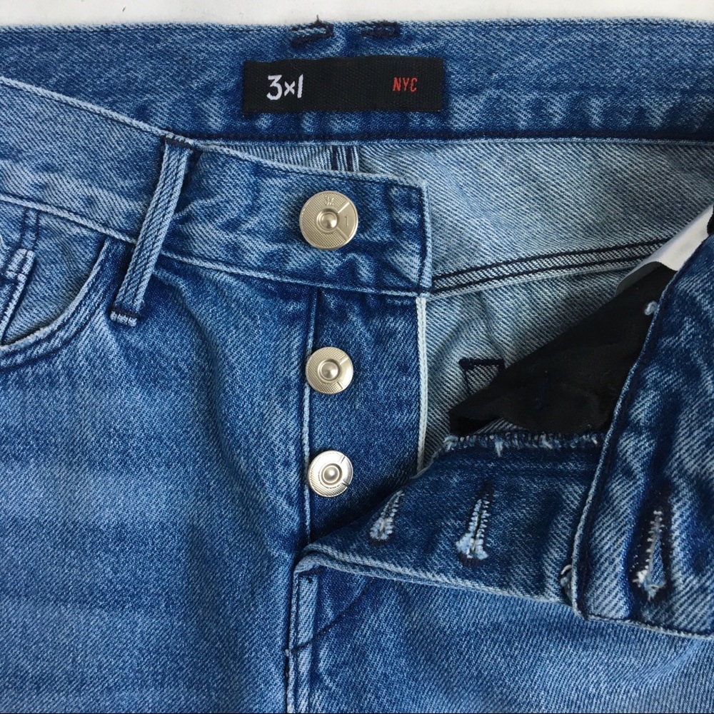 3x1 NYC Fringe Hem Buttonfly Mid rise Crop Jeans 25 - Picture 9 of 17